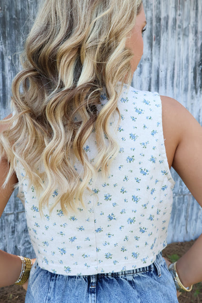 Floral Denim Vest