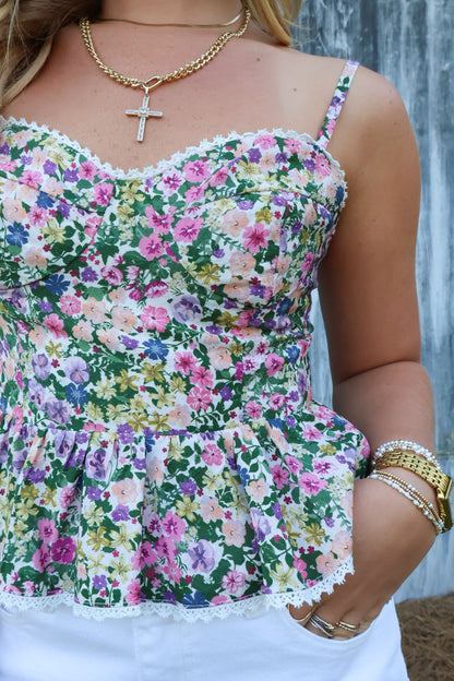 Garden Party Cami Peplum Top