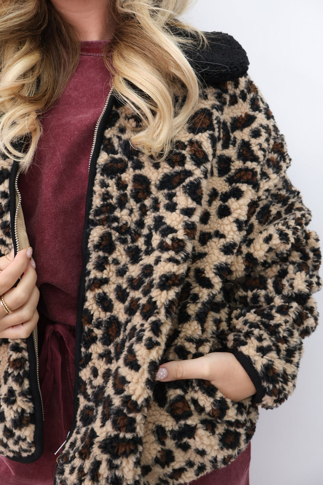 Leopard Sherpa Zip Jacket