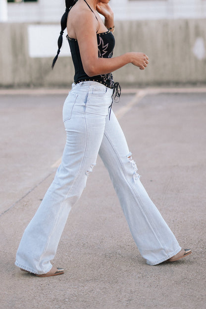 90'S Vintage Super High Rise Flare Jeans