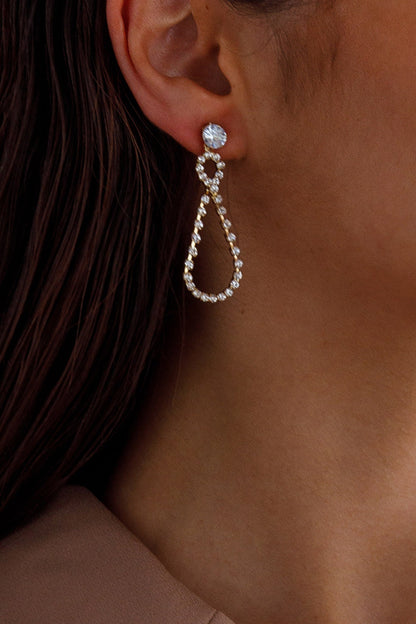 Ava Crystal Embellished Earrings Gold