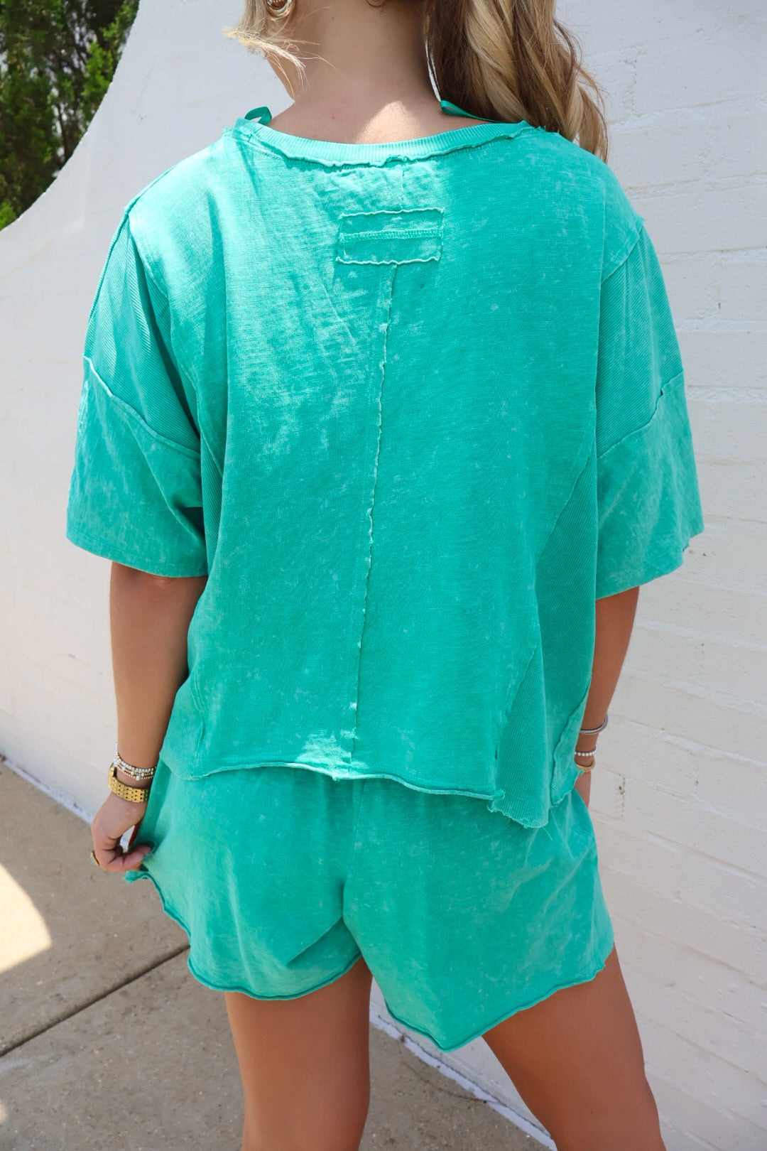 Mineral Washed Shorts Set - Seafoam