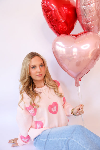Be Mine Beaded Heart Sweater