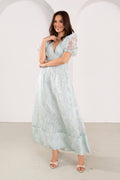 Florabelle Mint Green Puff Sleeve Maxi Dress