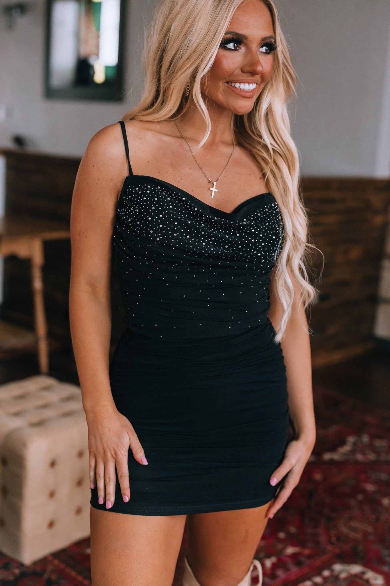 Hot Stuff Rhinestone Bodysuit (Black)