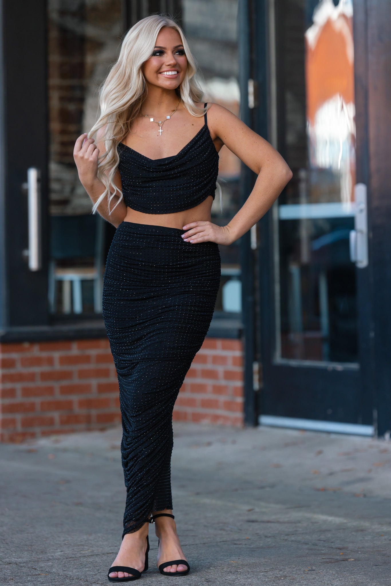 Talia Rhinestone Midi Skirt FINAL SALE