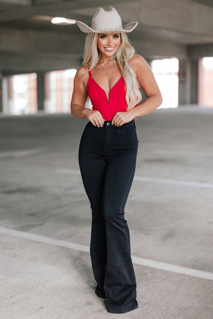 Deep V Bodysuit (Red)