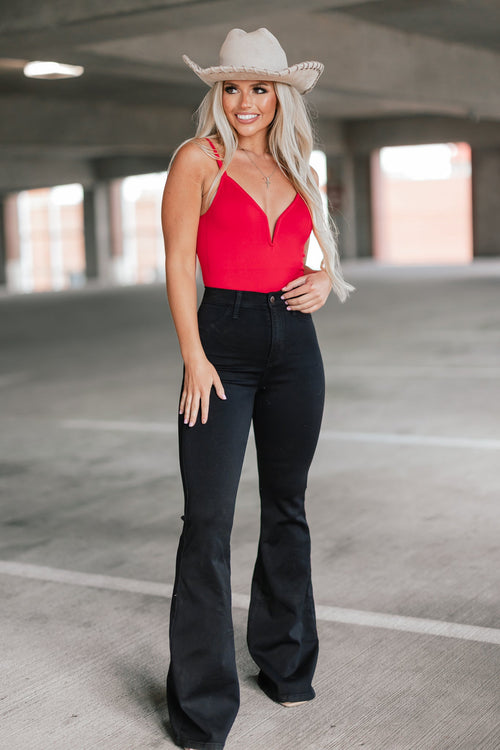 Deep V Bodysuit (Red)