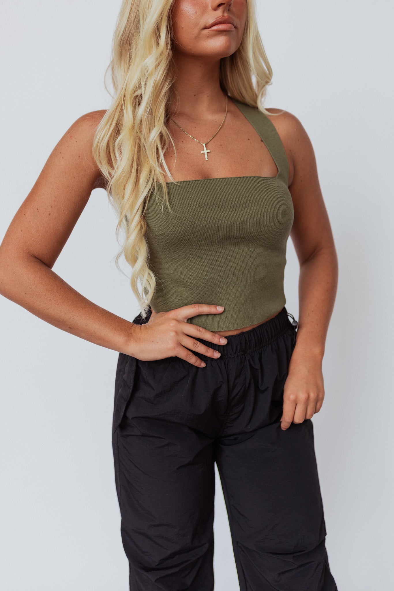 Heartbreaker Knit Crop Top (Olive) FINAL SALE