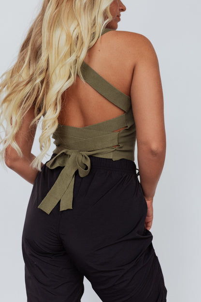 Heartbreaker Knit Crop Top (Olive) FINAL SALE