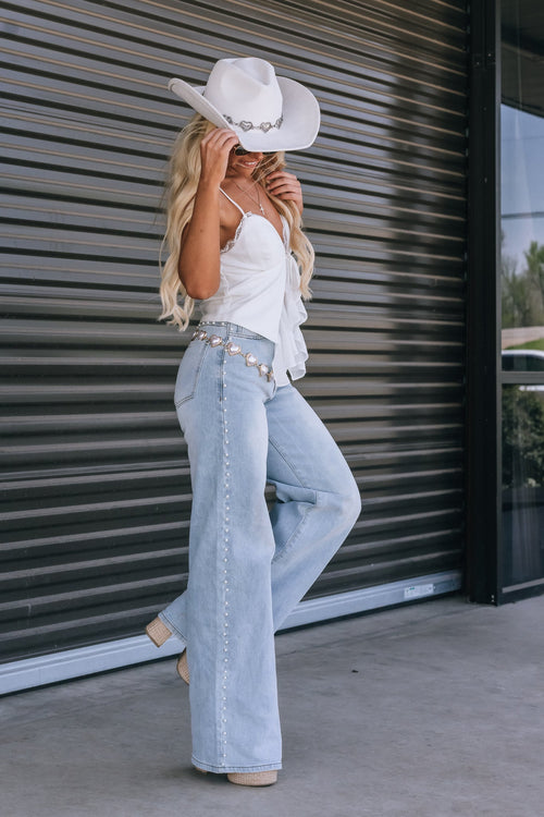 Runaway Pearl High Rise Jeans (Light Wash)