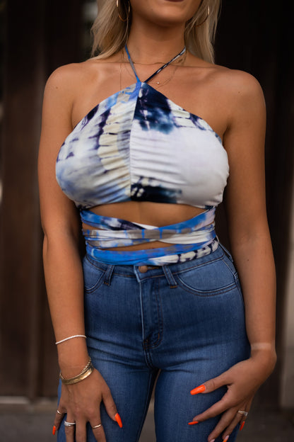 Santa Maria Halter Wrap Crop Top FINAL SALE
