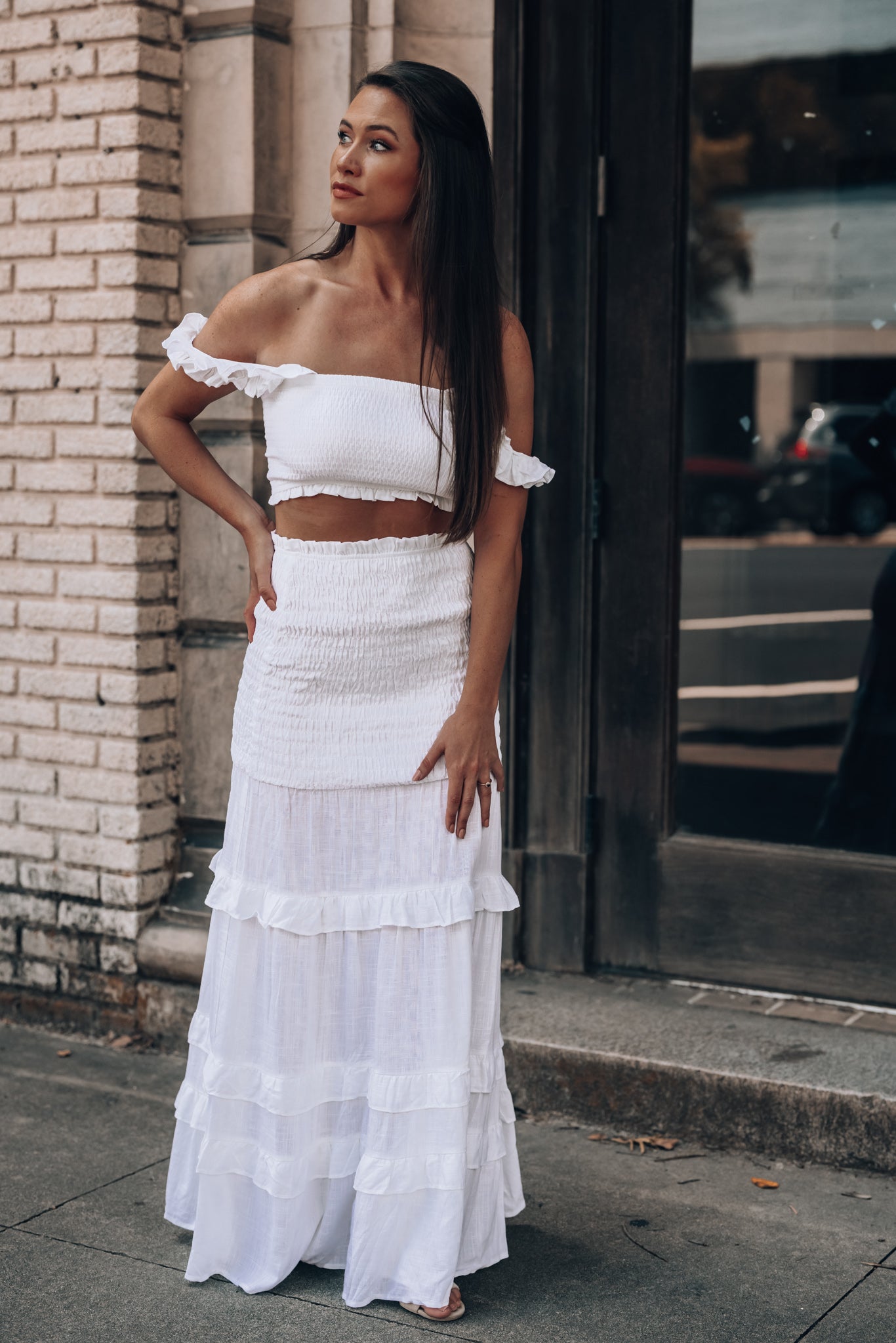 East To West Smocked Skirt Set (Ivory) FINAL SALE