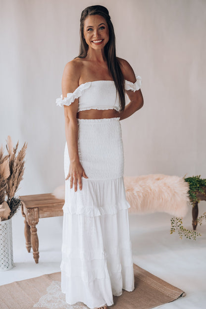 East To West Smocked Skirt Set (Ivory) FINAL SALE