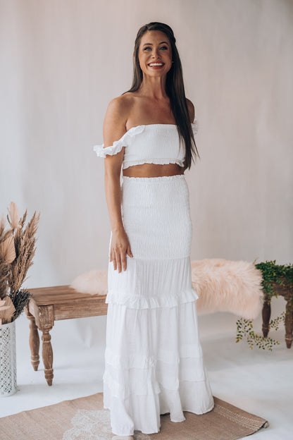 East To West Smocked Skirt Set (Ivory) FINAL SALE