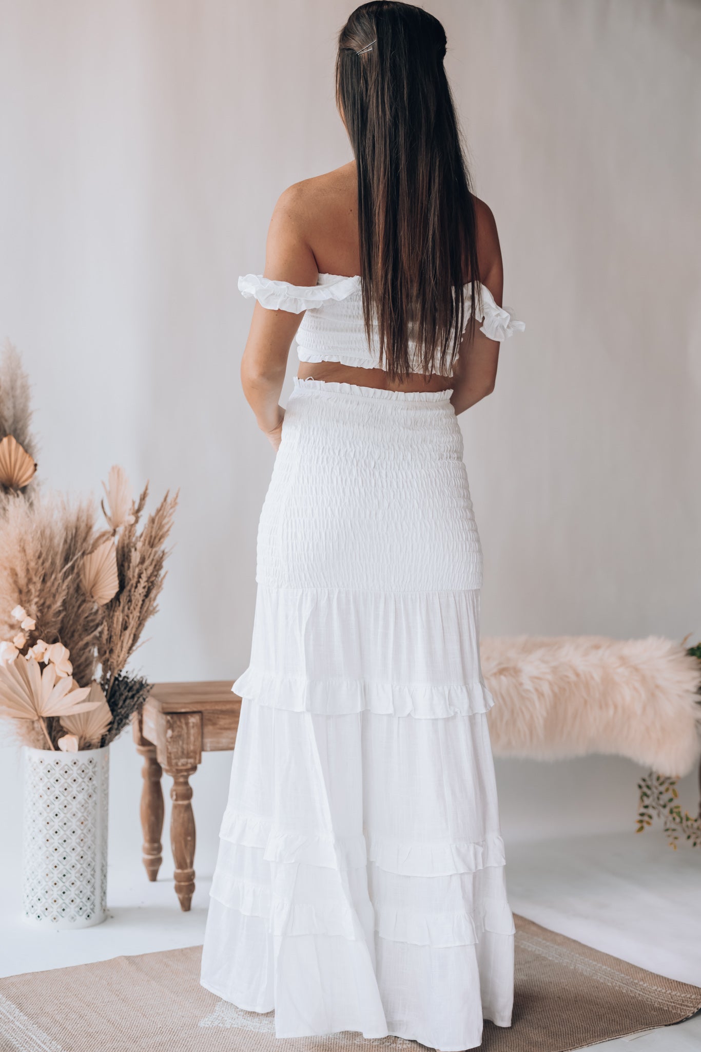 East To West Smocked Skirt Set (Ivory) FINAL SALE