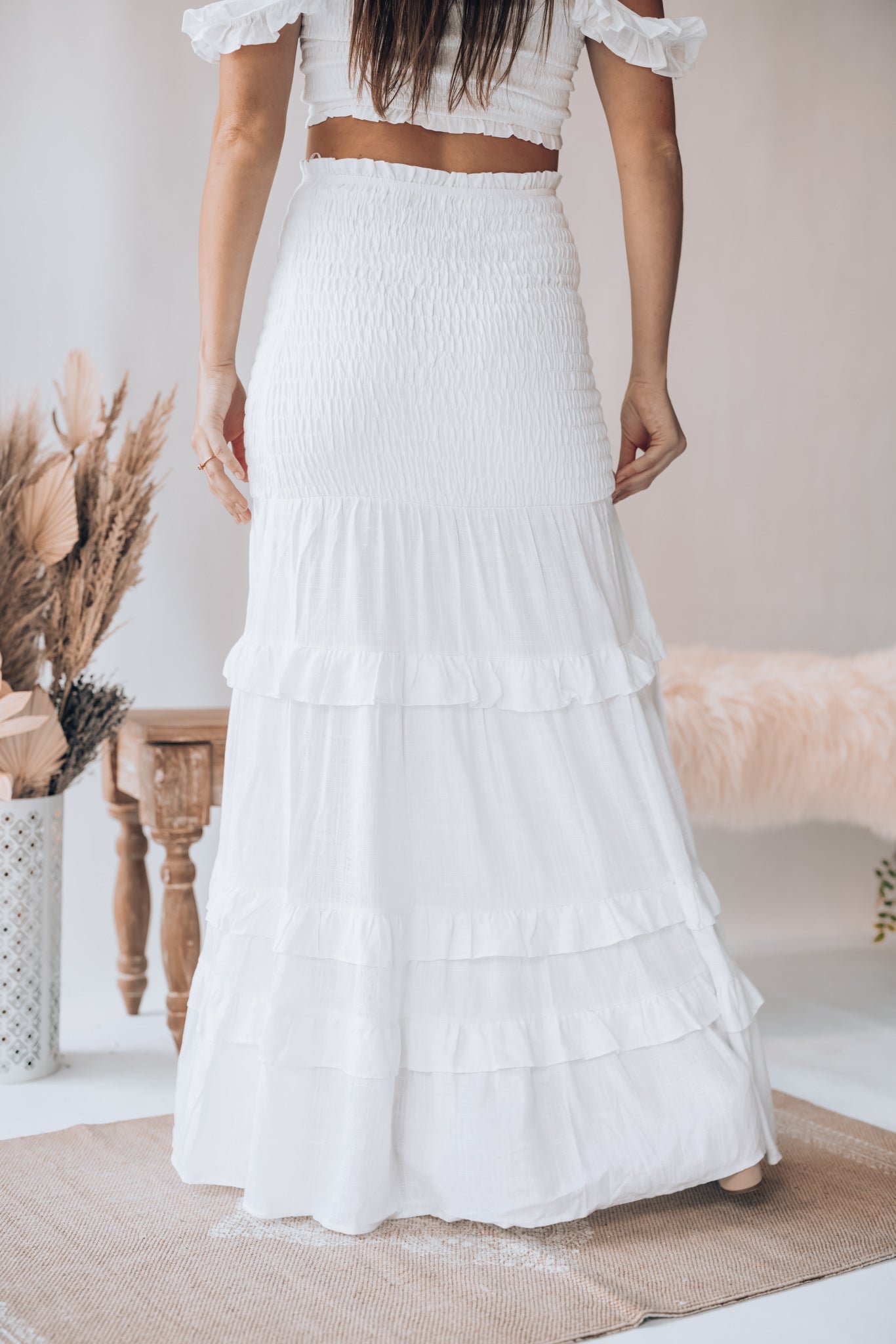East To West Smocked Skirt Set (Ivory) FINAL SALE