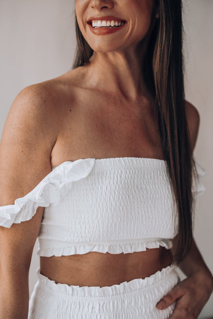 East To West Smocked Skirt Set (Ivory) FINAL SALE