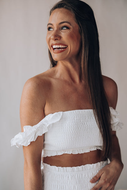 East To West Smocked Skirt Set (Ivory) FINAL SALE