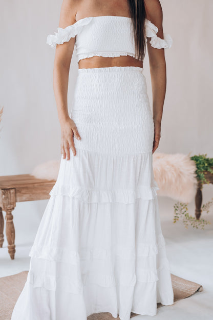 East To West Smocked Skirt Set (Ivory) FINAL SALE