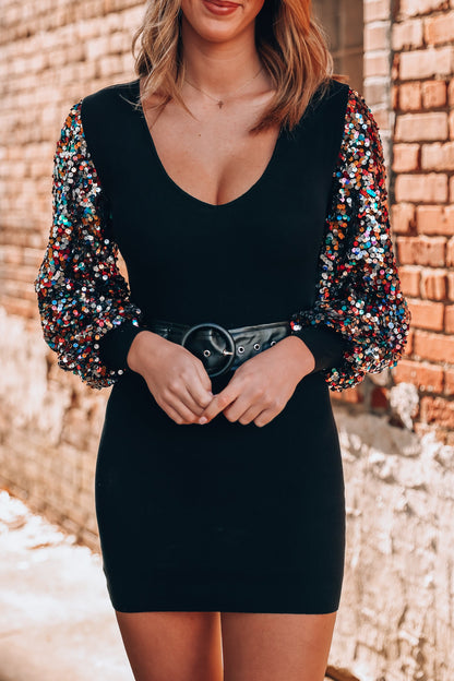 Get Festive Sequin Sweater Dress FINAL SALE