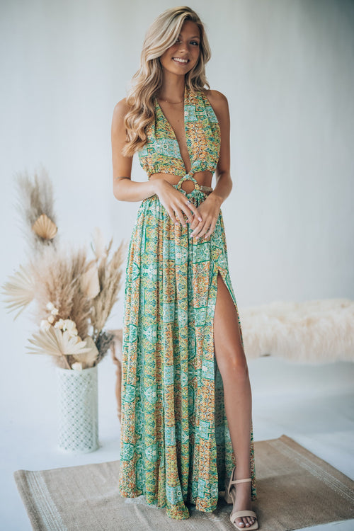 Virgin Islands Maxi Dress (Green) FINAL SALE