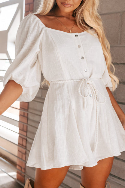Wild Rose Textured Bubble Sleeve Romper