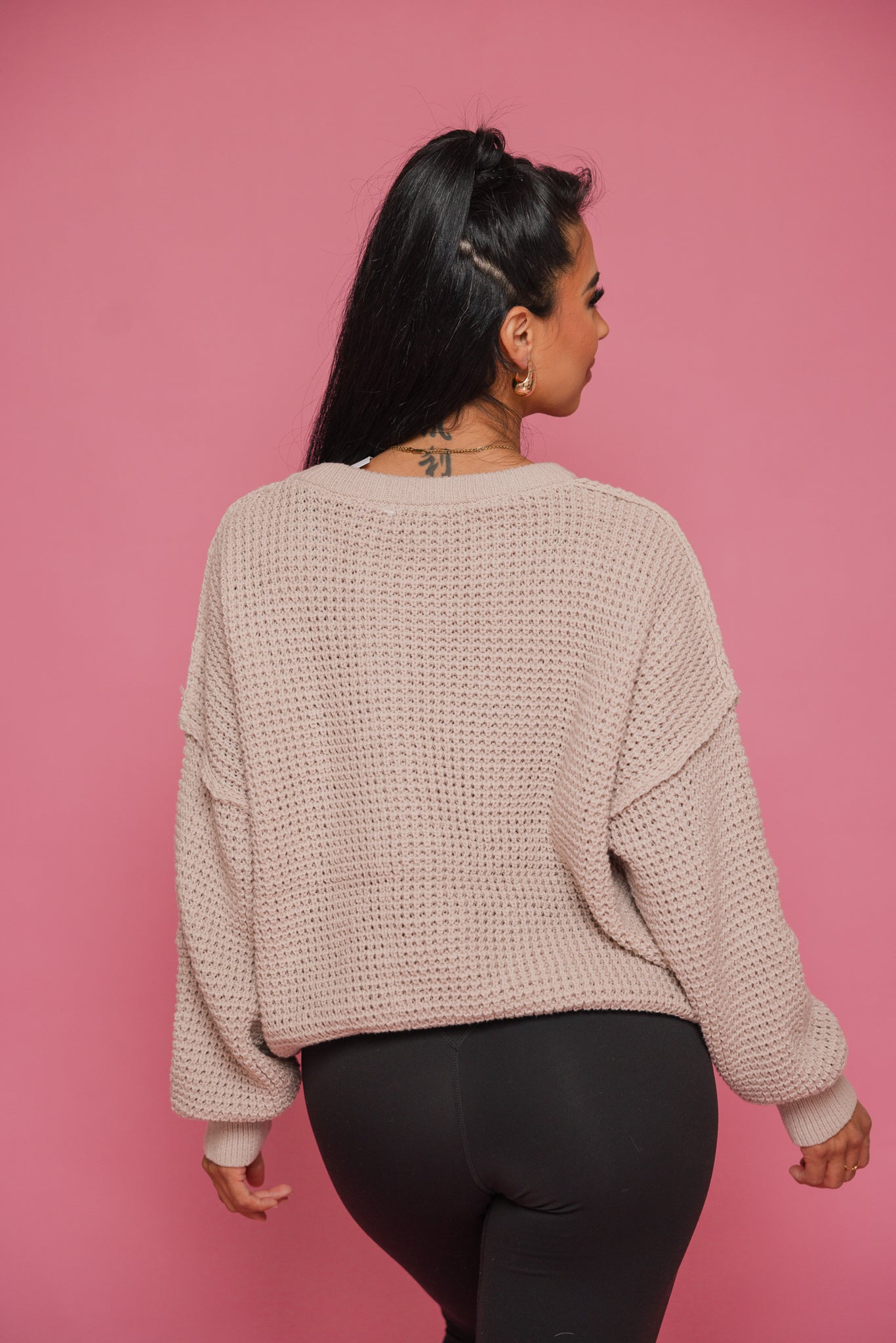 Hang Out Waffle Knit Sweater