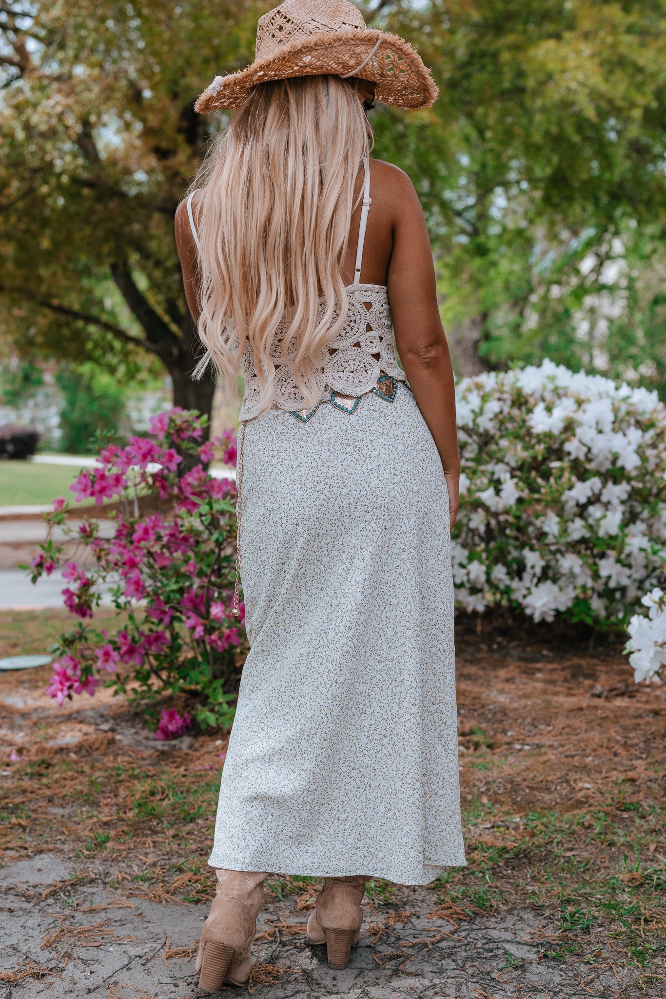 Ditsy Cowgirl Floral Midi Skirt