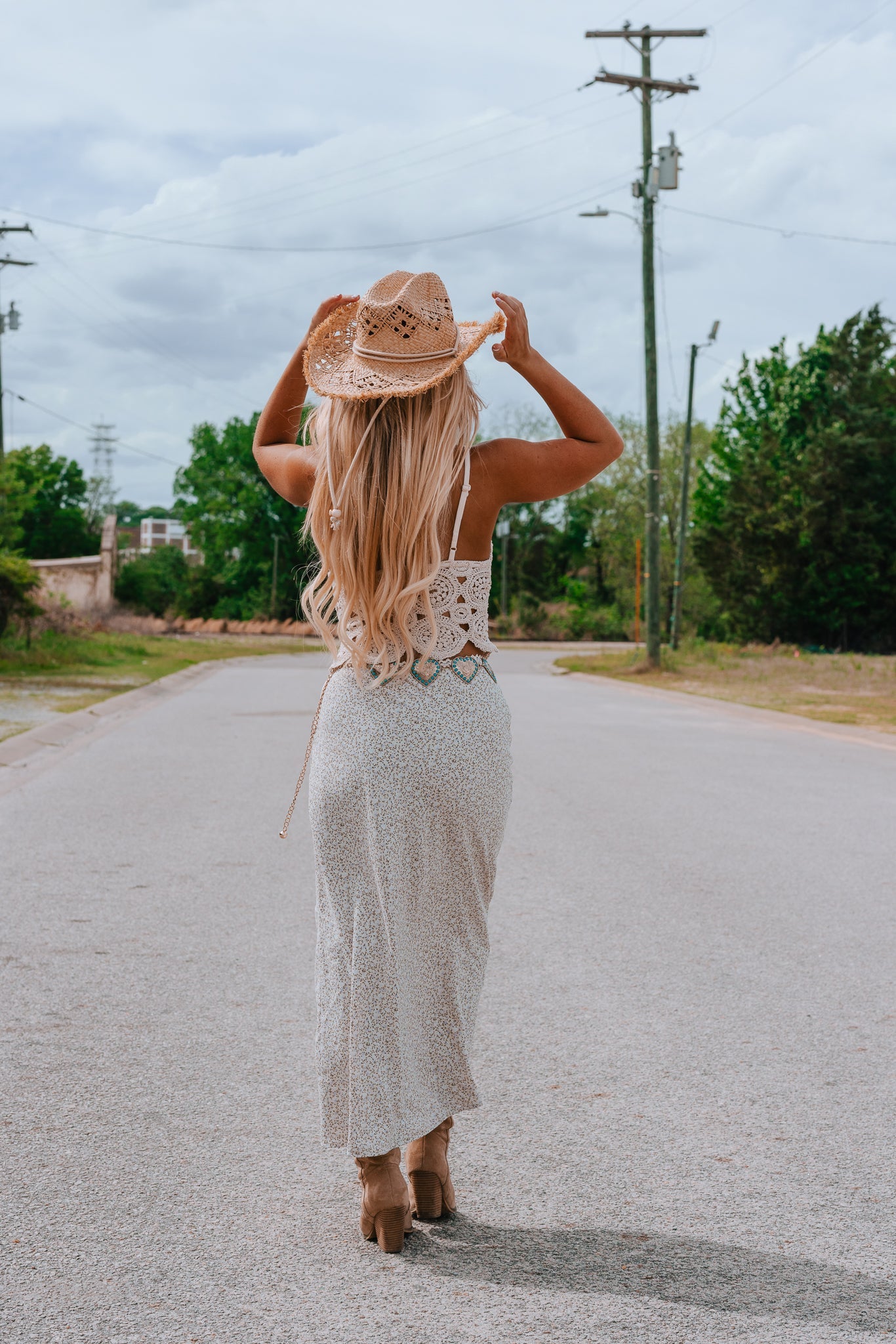 Ditsy Cowgirl Floral Midi Skirt