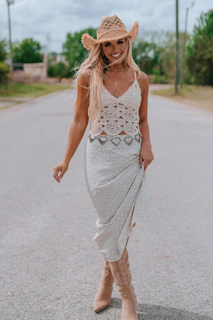 Ditsy Cowgirl Floral Midi Skirt