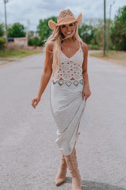 Ditsy Cowgirl Floral Midi Skirt
