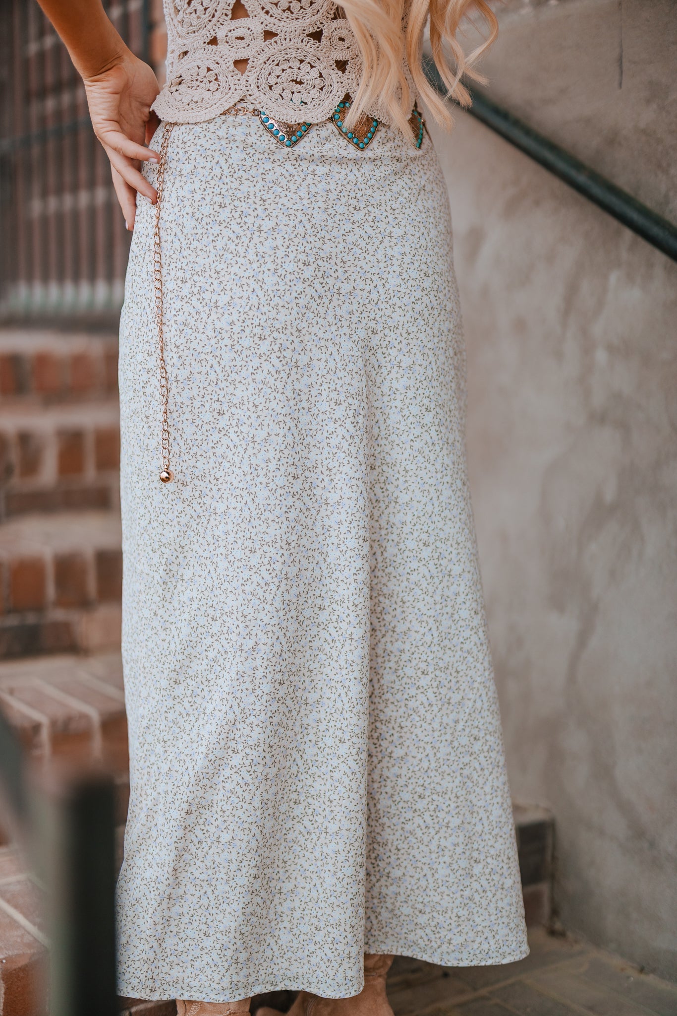 Ditsy Cowgirl Floral Midi Skirt