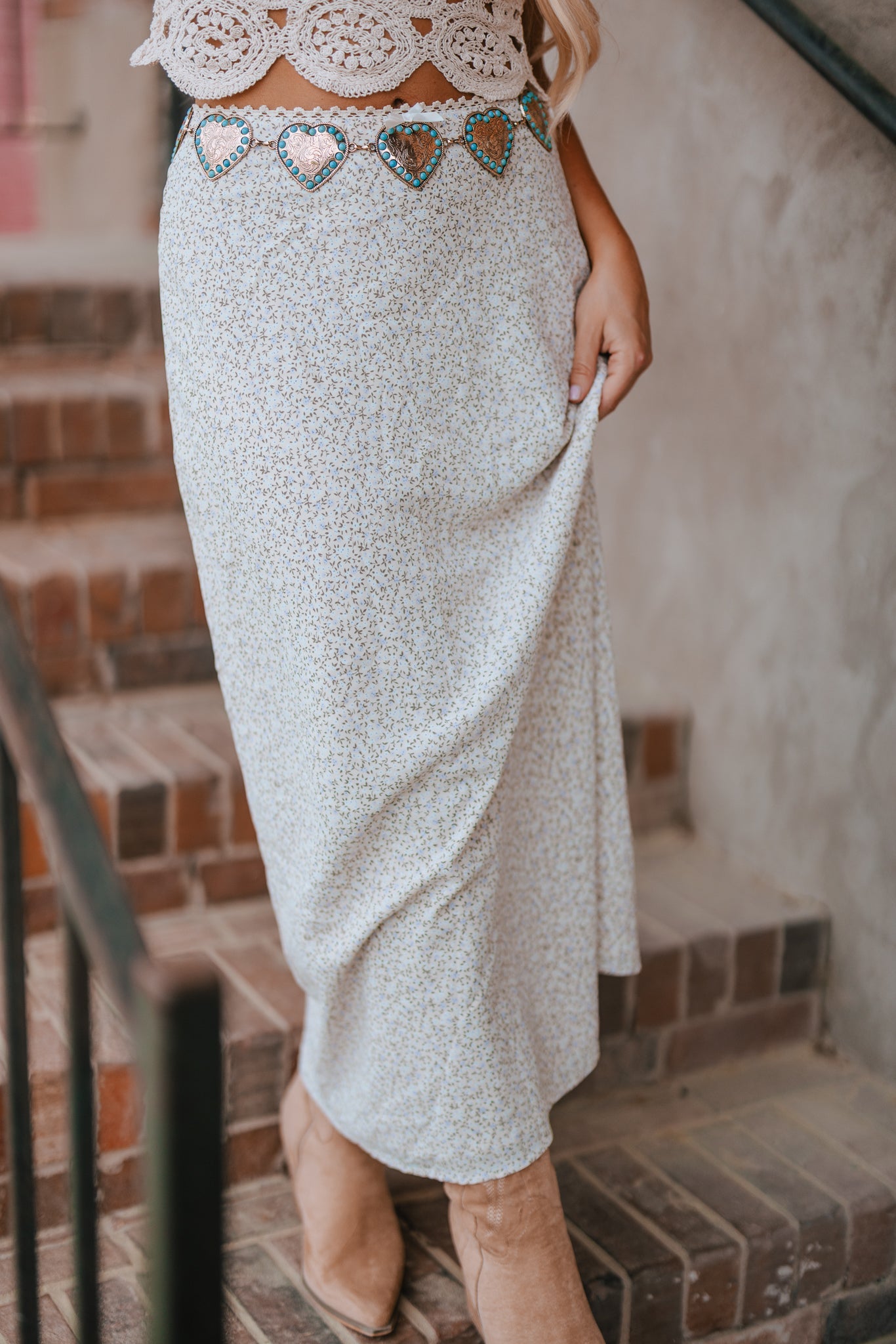 Ditsy Cowgirl Floral Midi Skirt