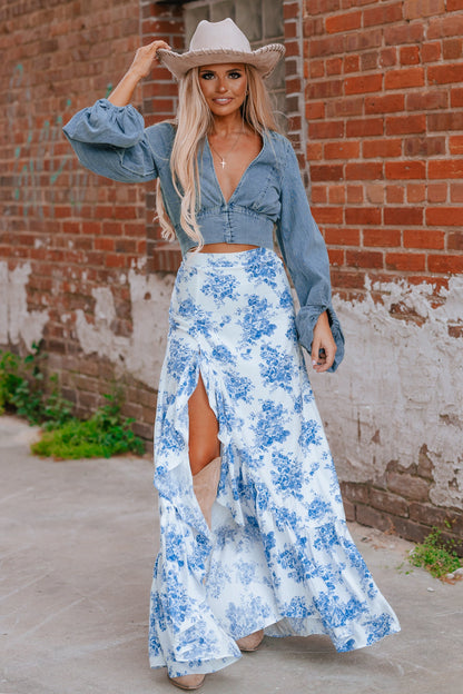 Rodeo Floral Ruffle Maxi Skirt