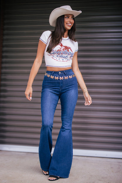 Cowboy Club Graphic Crop Top (Ivory) FINAL SALE