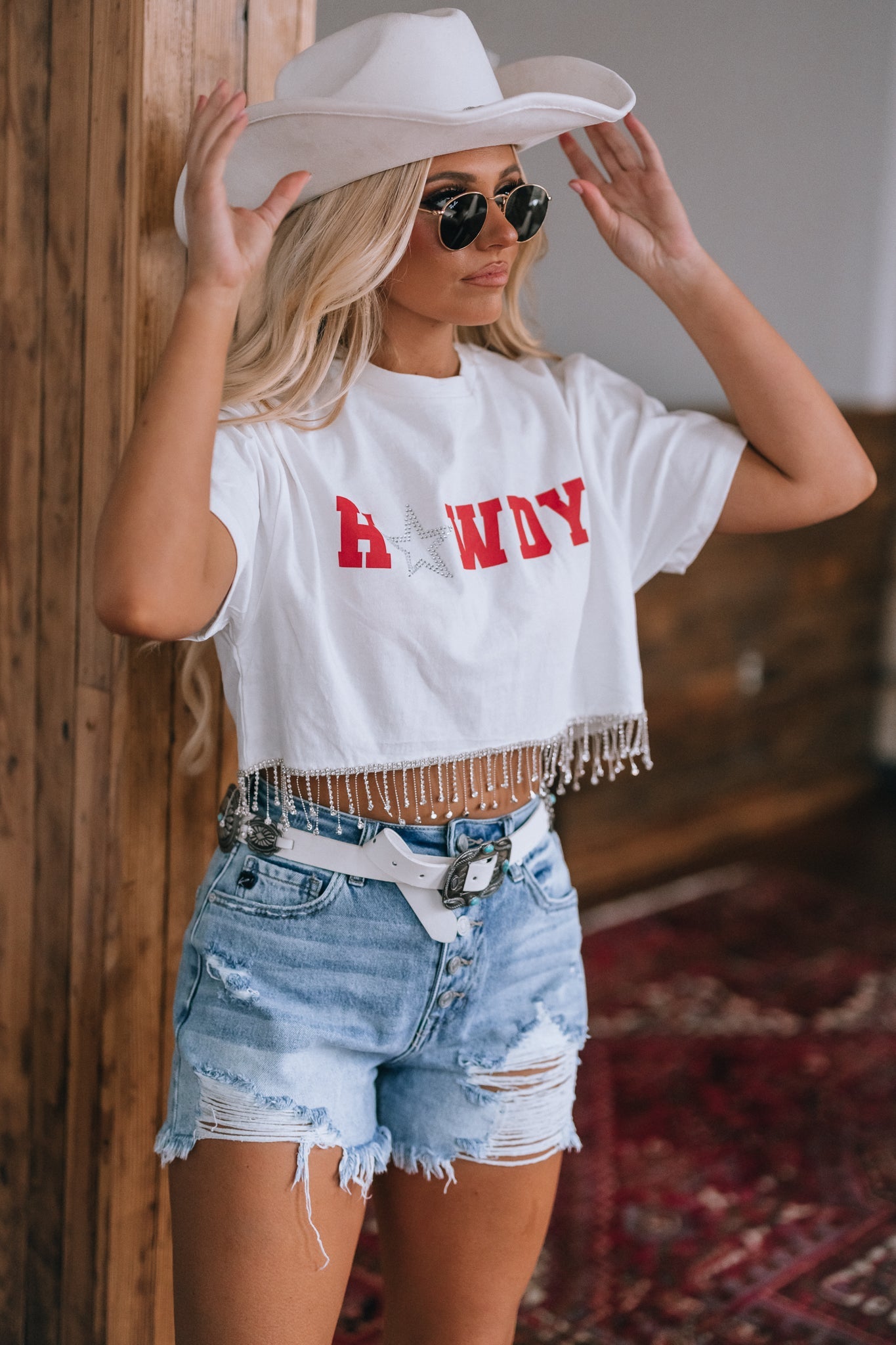 Howdy Rhinestone Crop Tee
