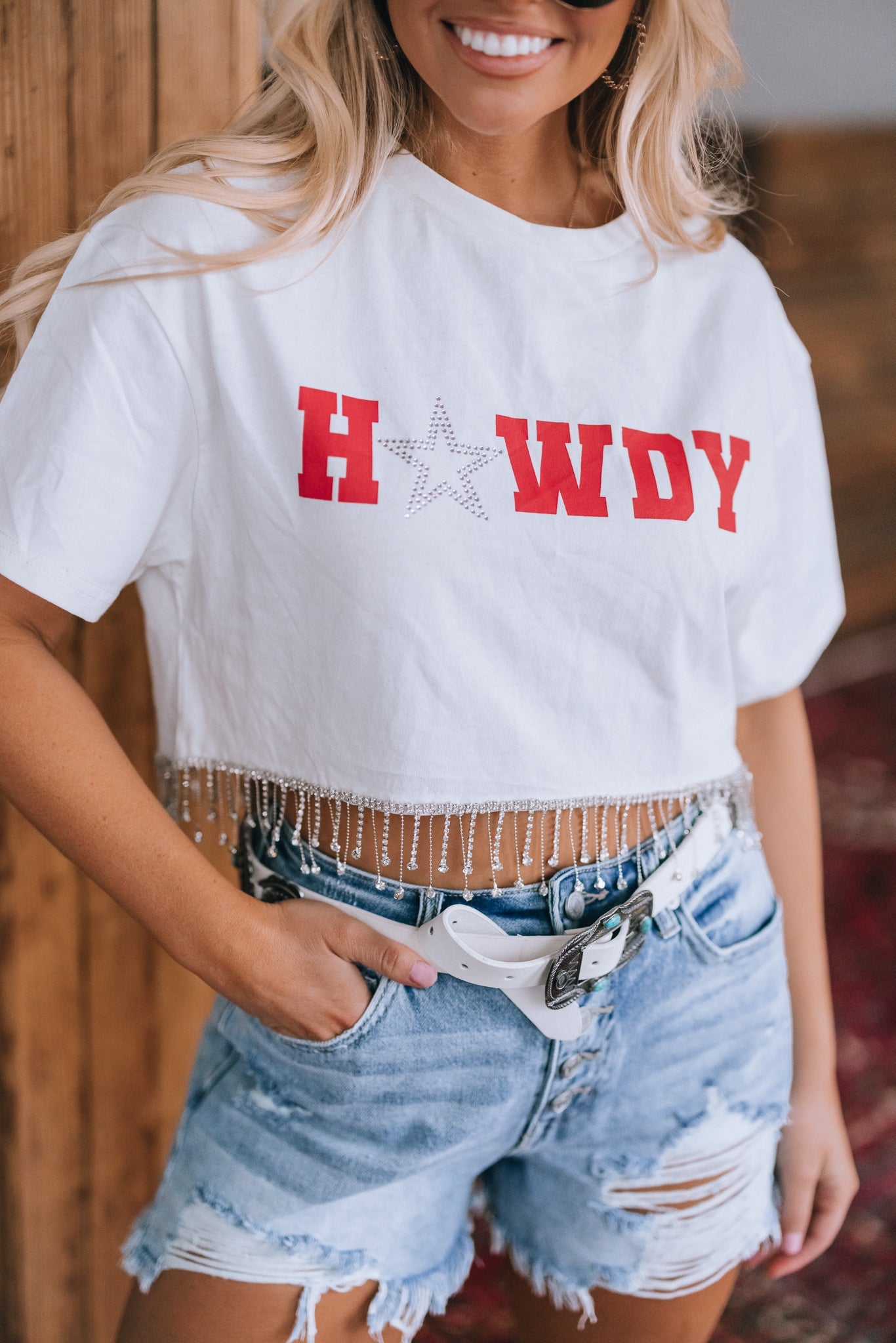 Howdy Rhinestone Crop Tee