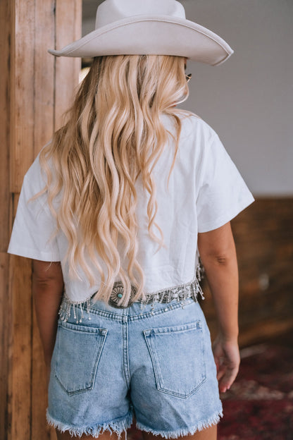 Howdy Rhinestone Crop Tee