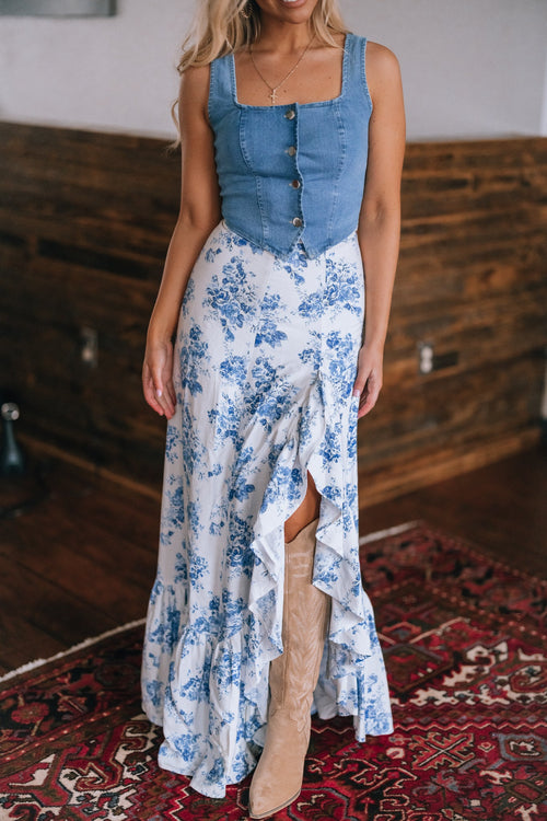Rodeo Floral Ruffle Maxi Skirt