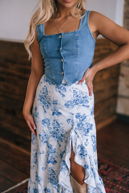 Rodeo Floral Ruffle Maxi Skirt