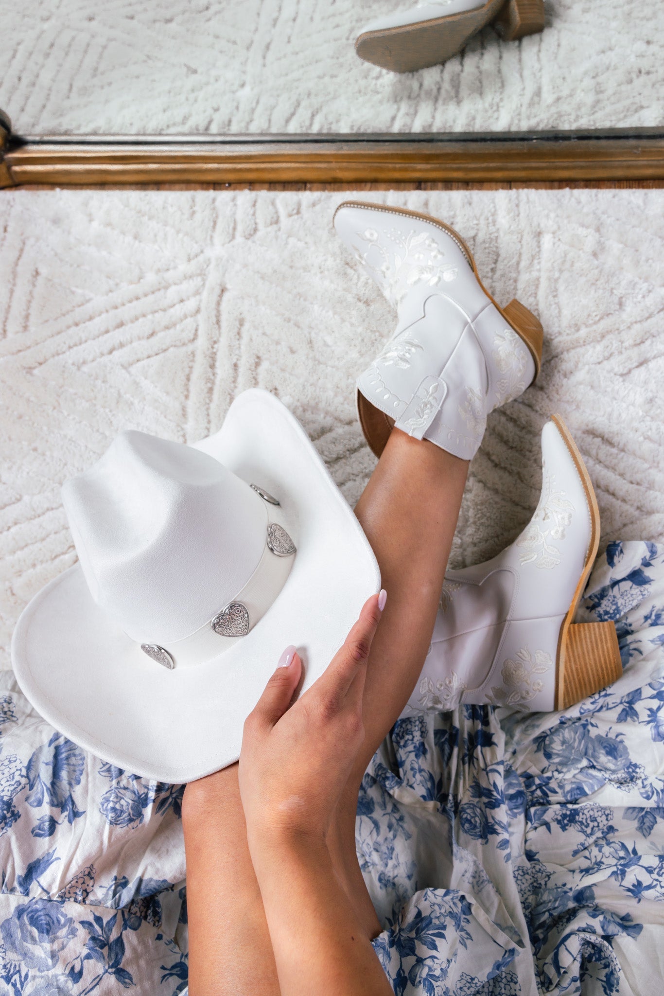 Round Up Embroidered Cowboy Booties (Ivory) FINAL SALE
