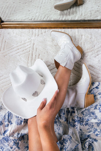 Round Up Embroidered Cowboy Booties (Ivory) FINAL SALE