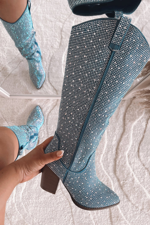 Ring Of Fire Rhinestone Boots (Denim Blue)