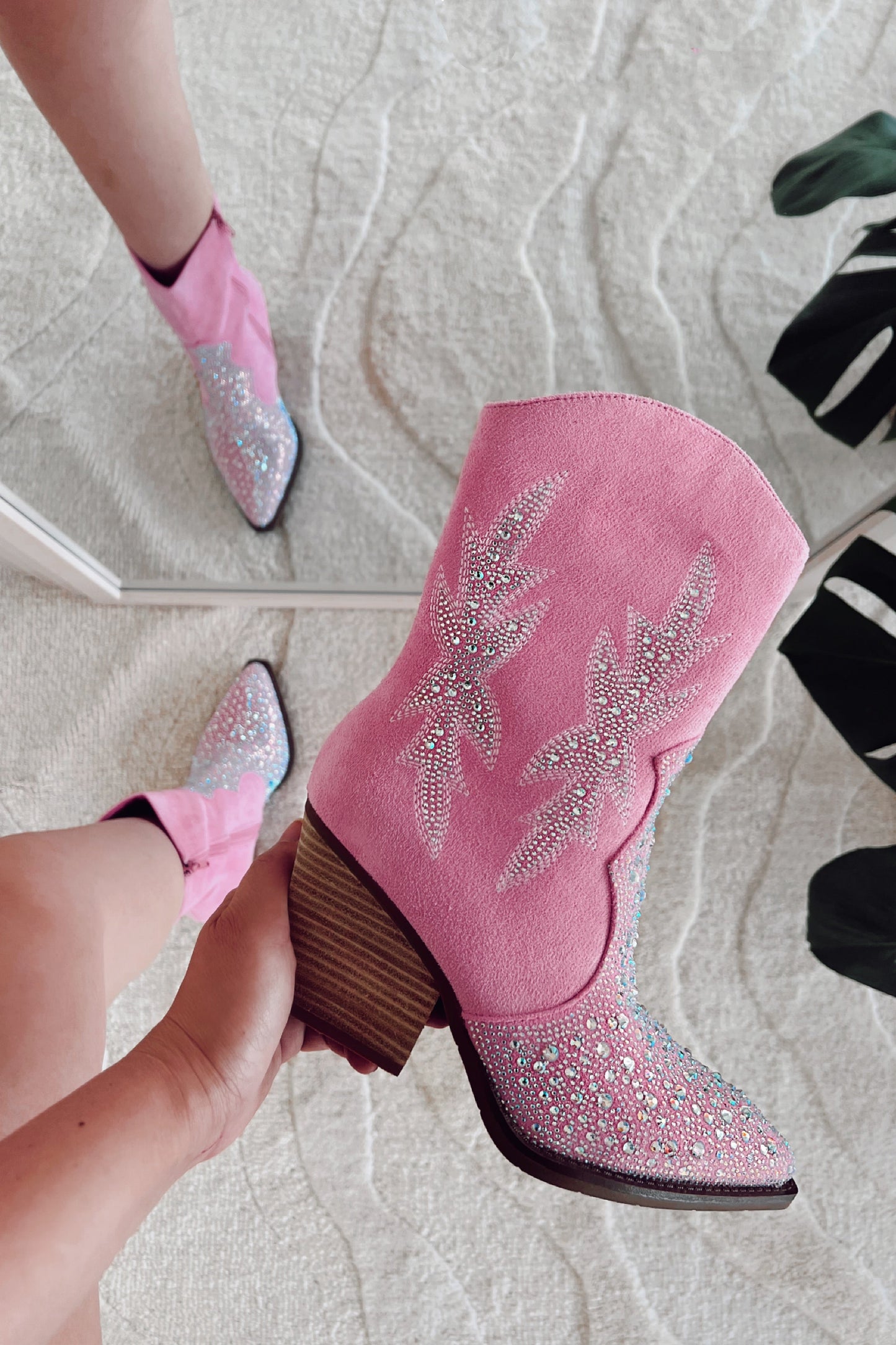 Tyler Rhinestone Booties (Pink) FINAL SALE