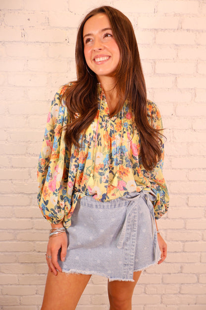 Light Wash Polka Dot Denim Skort