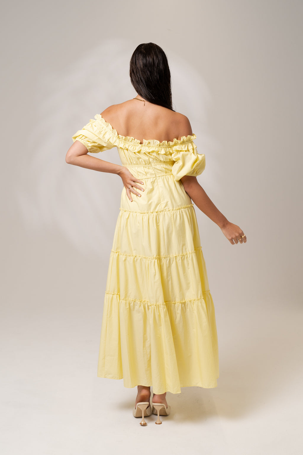 Morgan Off Shoulder Yellow Maxi Dress