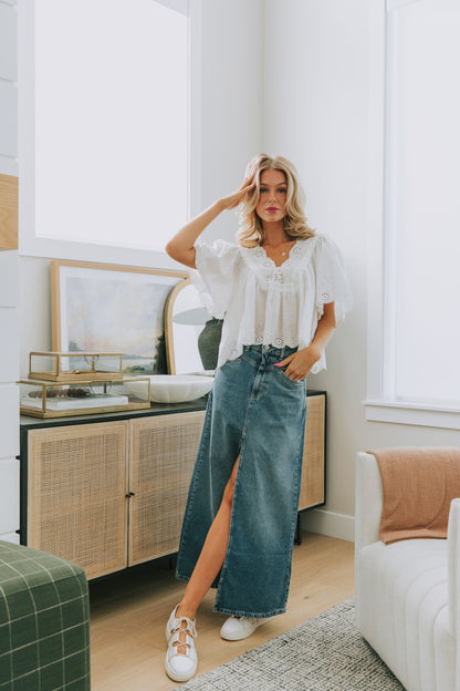 FREE PEOPLE - Costa Eyelet Top