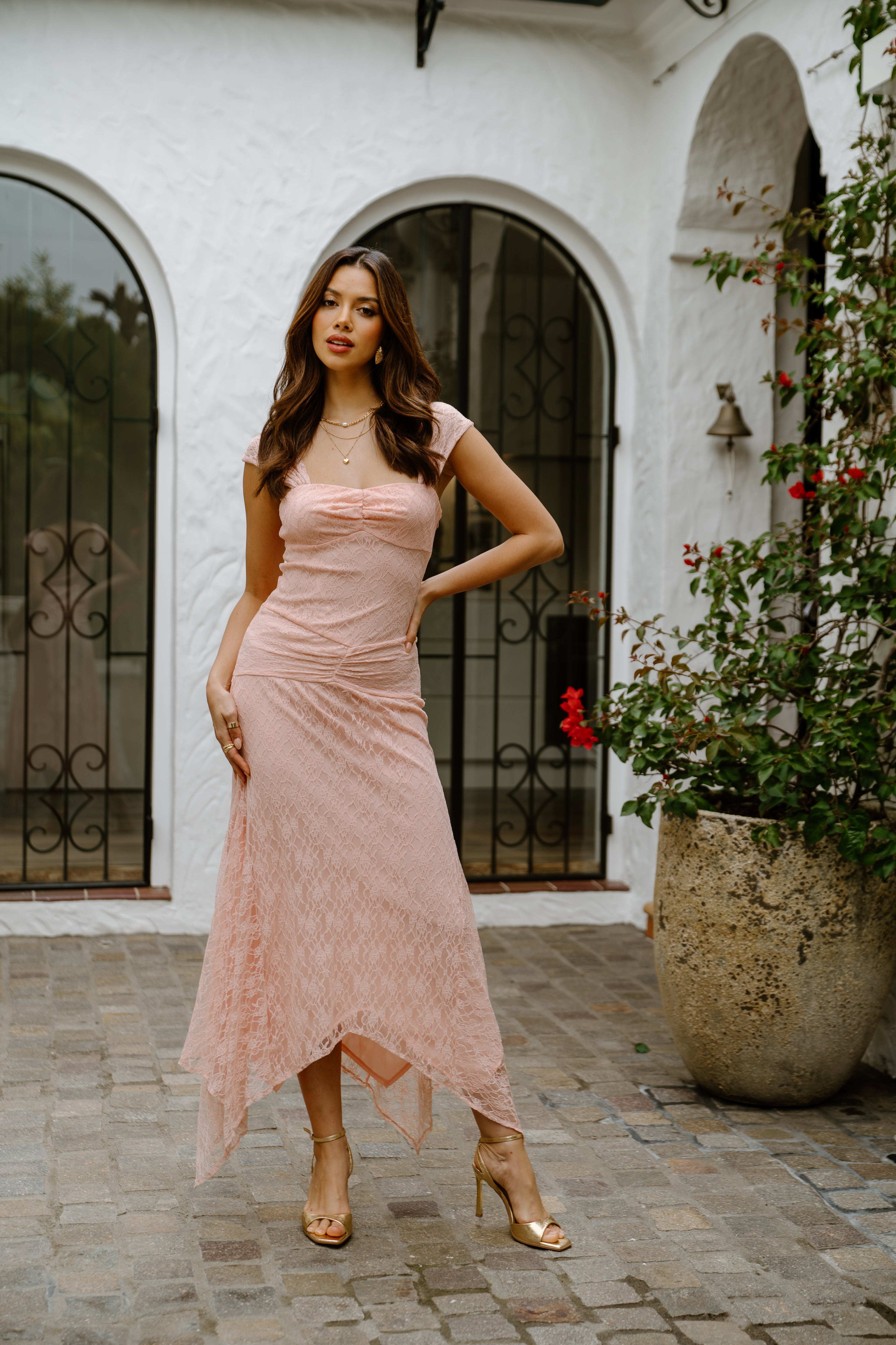 Rhiannon Pink Lace Cocktail Dress