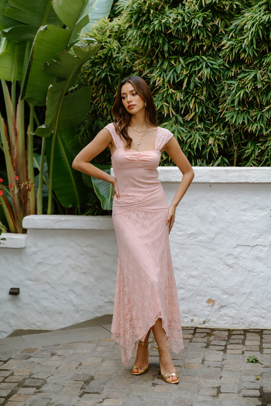 Rhiannon Pink Lace Cocktail Dress